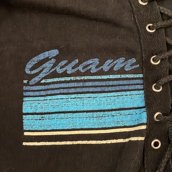 LF Furst of a Kind Repurposed Vintage Guam Lace Up Shirt - Picture 3 of 6